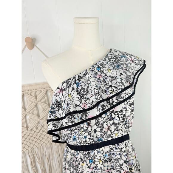 Likely Contour Daisy One Shoulder Ruffle Dress Size 12 White - Picture 3 of 9